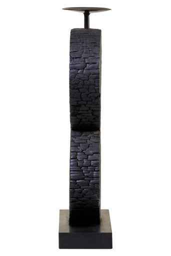 Fidel Large Charred Black Mango Wood Log Candle Holder