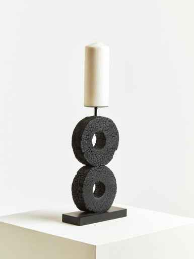 Fidel Large Charred Black Mango Wood Log Candle Holder