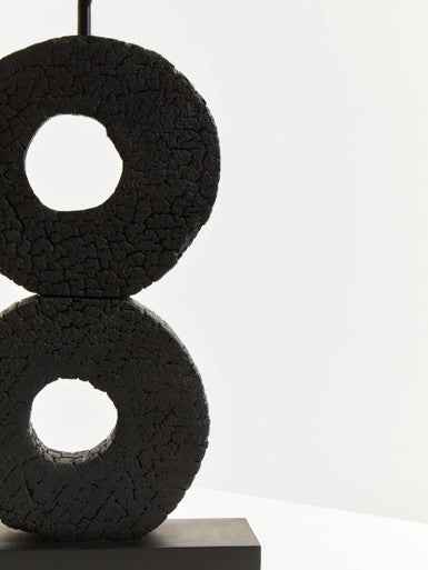 Fidel Large Charred Black Mango Wood Log Candle Holder