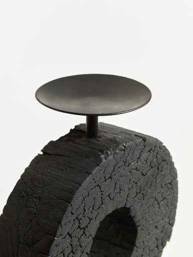 Fidel Large Charred Black Mango Wood Log Candle Holder