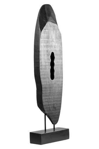 Fidel Rustic Black Vertical Mango Wood Slice Sculpture
