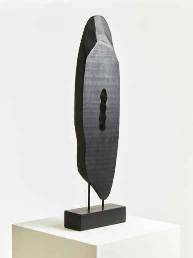 Fidel Rustic Black Vertical Mango Wood Slice Sculpture