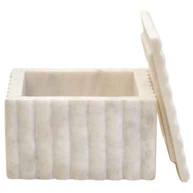 Savio Square White Fluted Marble Box