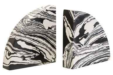 Helsa Black And White Marble Set of Two Bookends