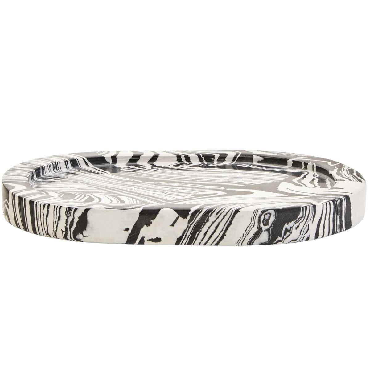 Helsa Black And White Oval Marble Tray