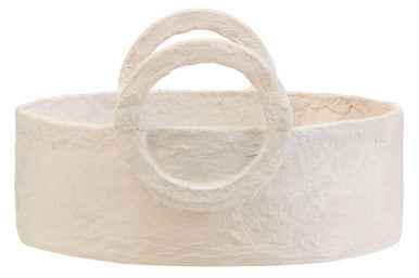 Sanai Cotton Mache Round Tray With Decorative Handles