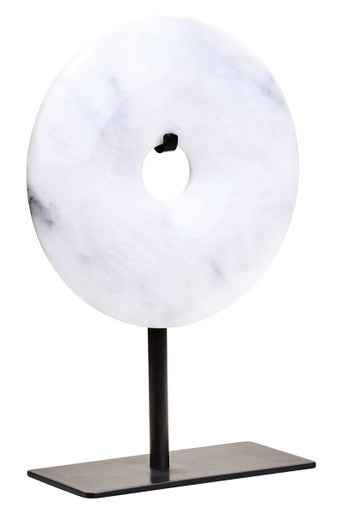 Zoro Extra Small Round Grey Marble Disc Sculpture