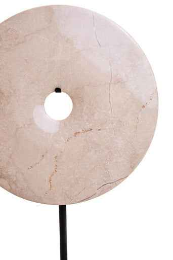 Zoro Medium Round Cream Marble Disc Sculpture