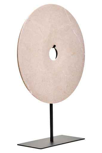 Zoro Large Round Cream Marble Disc Sculpture