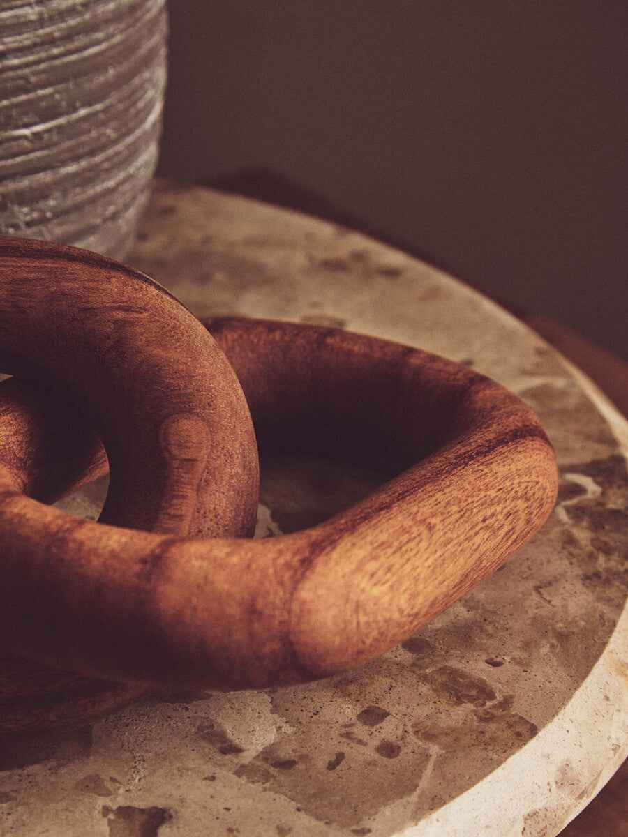 Cato Brown Wood Three Link Chain Decor