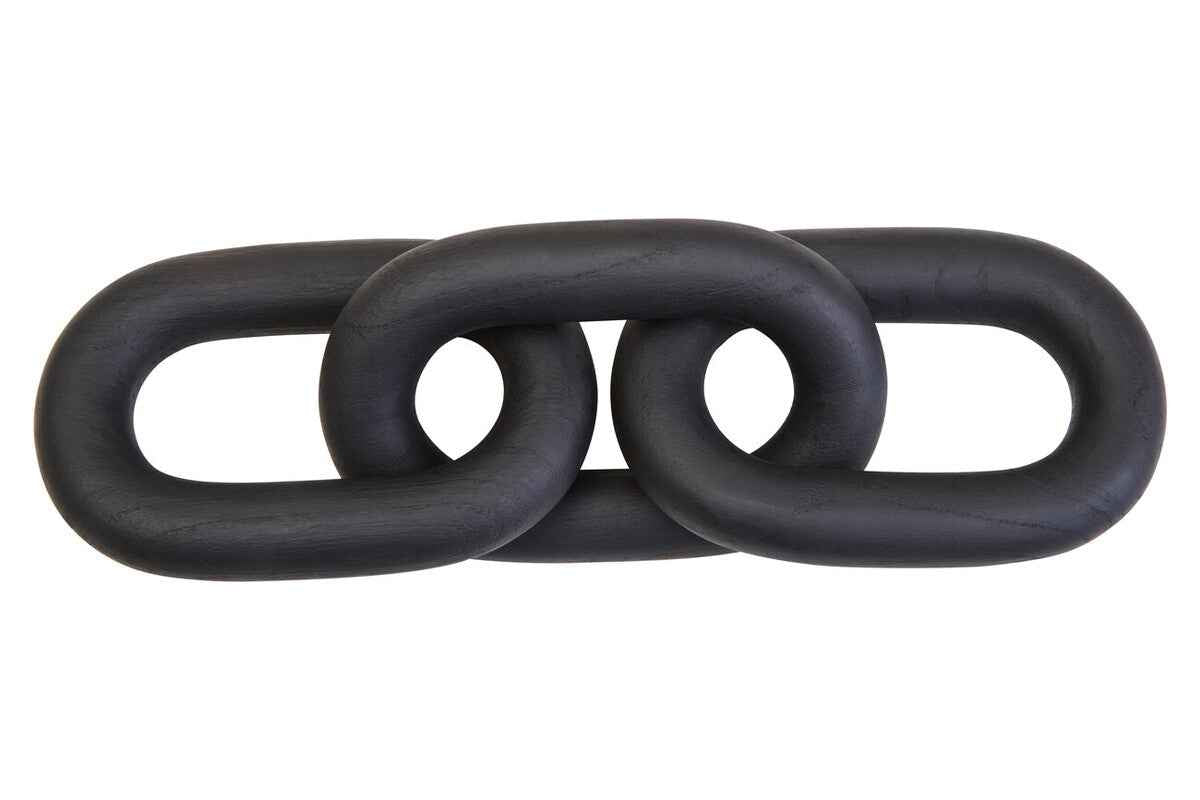 Cato Black Wood Three Link Chain Decor