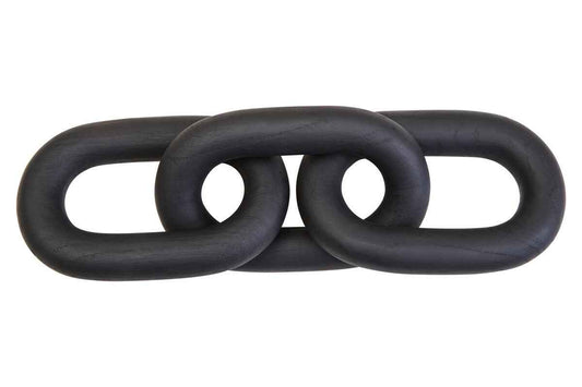 Cato Black Wood Three Link Chain Decor