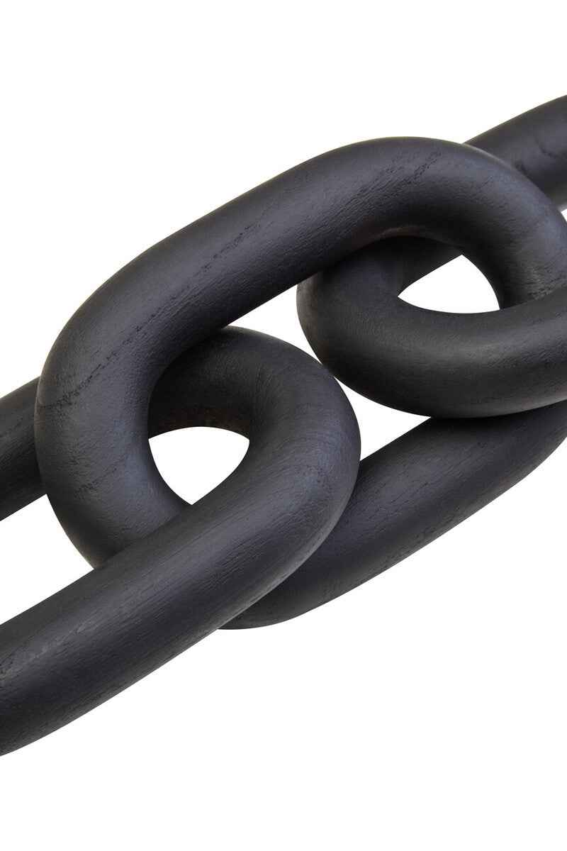 Cato Black Wood Three Link Chain Decor