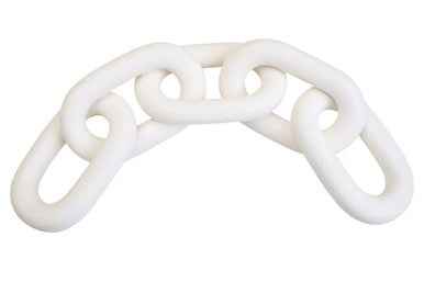 Cato White Wood Five Link Chain Decor