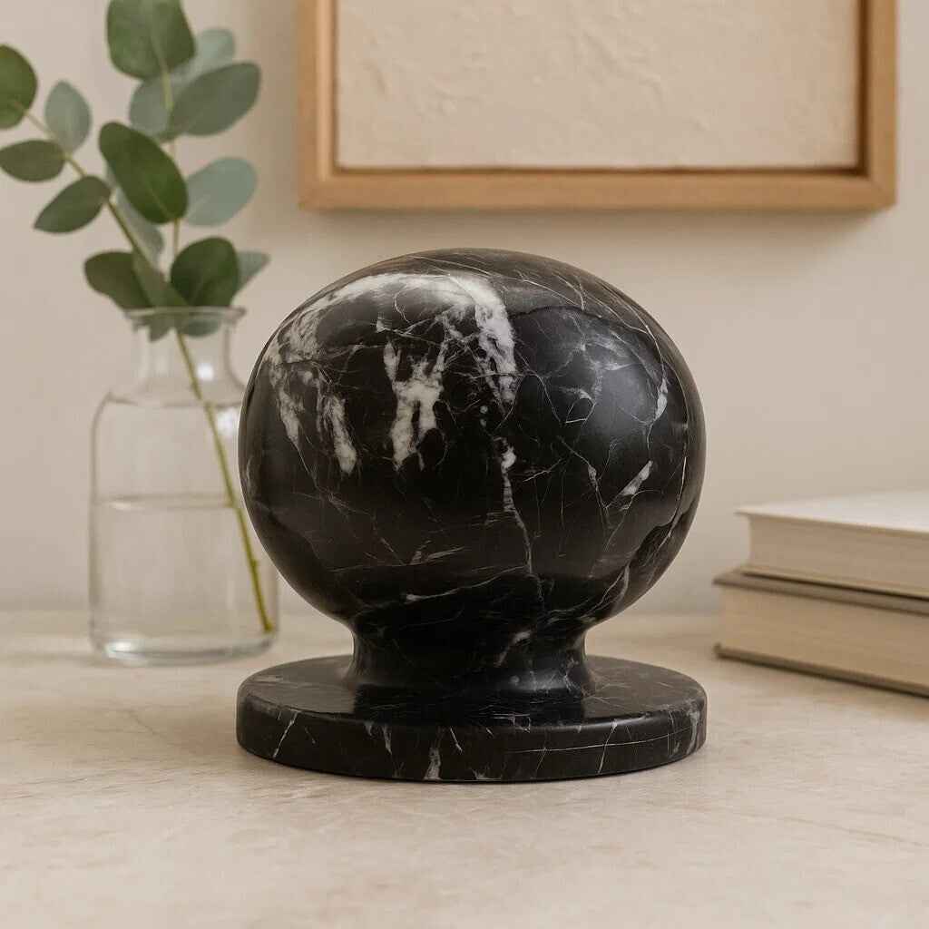 Zoro Black And White Veined Marble Sculpture