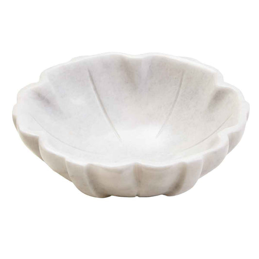 Zoro Small White Marble Lotus Bowl