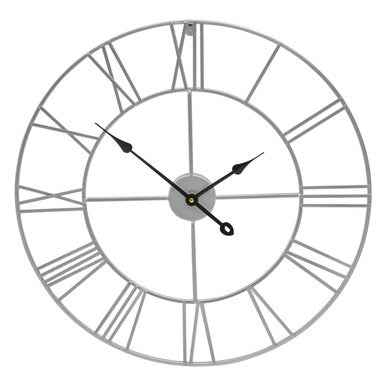 Genova 60cm Dia Silver Metal Roman Numeral Wall Clock