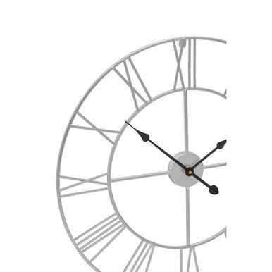 Genova 60cm Dia Silver Metal Roman Numeral Wall Clock