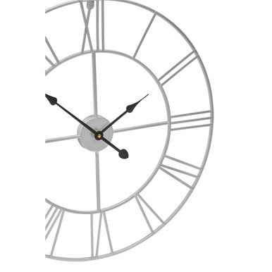 Genova 60cm Dia Silver Metal Roman Numeral Wall Clock