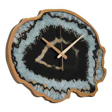 Celina Black And Gold Agate Effect Wall Clock