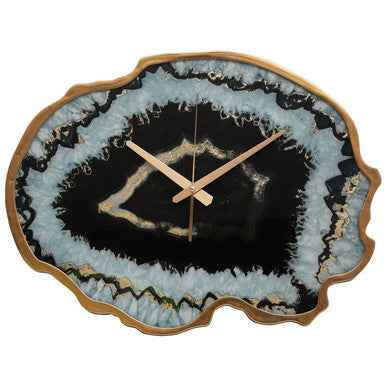 Celina Black And Gold Agate Effect Wall Clock