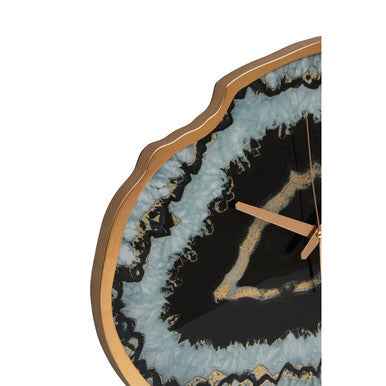 Celina Black And Gold Agate Effect Wall Clock