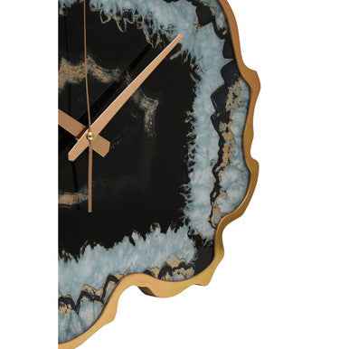 Celina Black And Gold Agate Effect Wall Clock