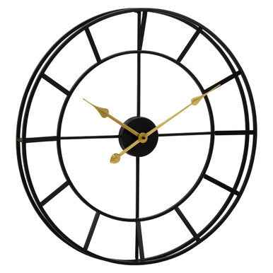 Kent Large Black Finish Metal Wall Clock