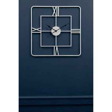 Kent Large Silver Finish Square Wall Clock