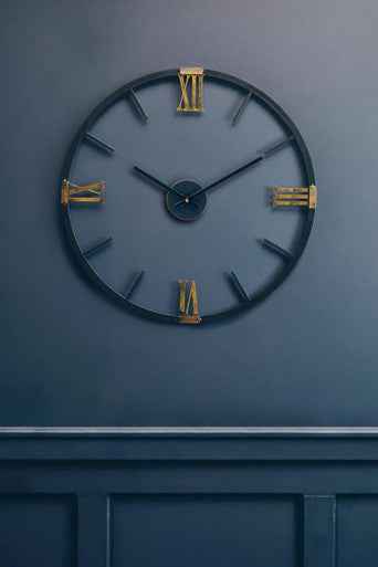 Kent Round Black Metal Wall Clock
