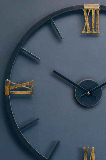 Kent Round Black Metal Wall Clock