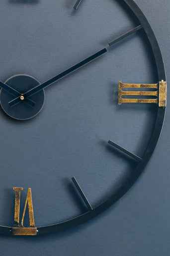 Kent Round Black Metal Wall Clock