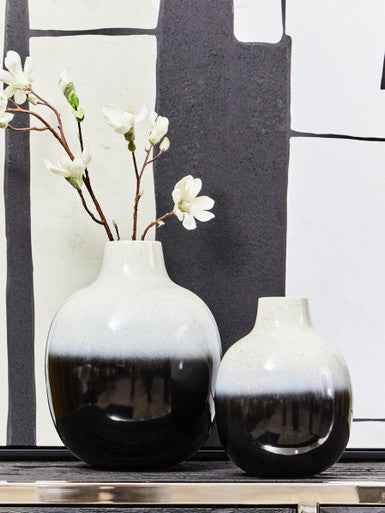 Ramus Small Black And White Ombre Vase