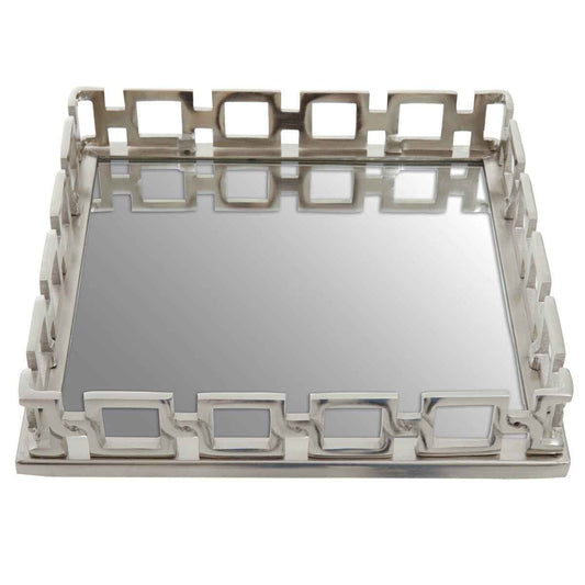 Rhoda Square Nickle Finish Mirror Tray
