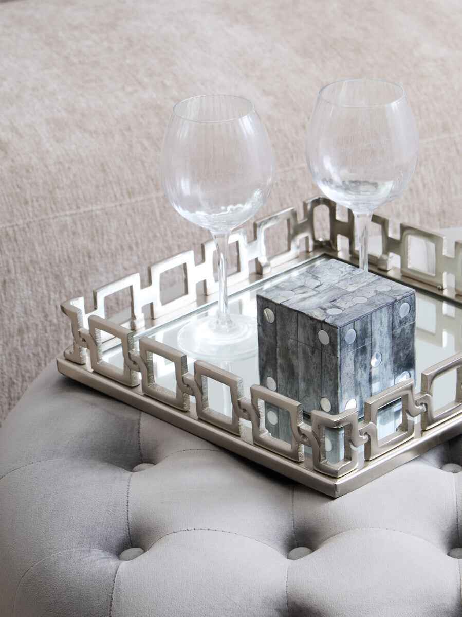 Rhoda Square Nickle Finish Mirror Tray