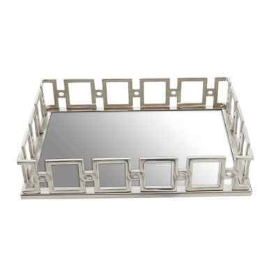 Rhoda Rectangle Nickle Finish Mirror Tray