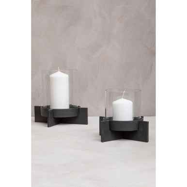 Hapax Large Matt Black Finish Candle Holder
