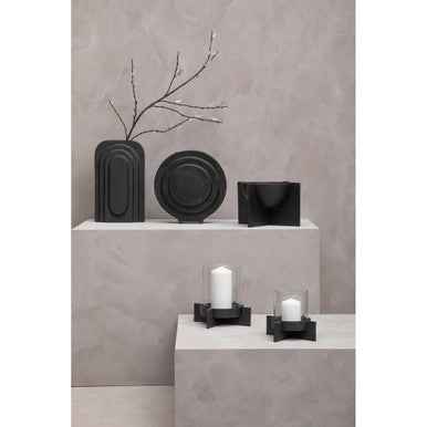 Hapax Large Matt Black Finish Candle Holder