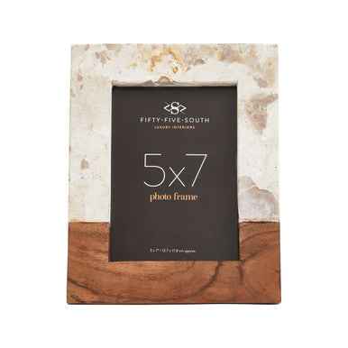 Olena Marble and Acacia Large Photo Frame