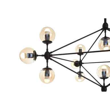Abira Matte Black 15 Arm Pendant Light
