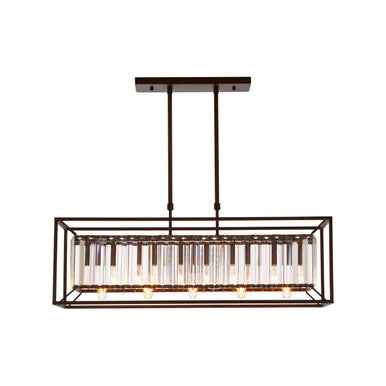Akiko 5 Bulb Dark Bronze and Glass Ceiling Light