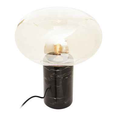 Marmo Black Marble Table Lamp With Glass Shade