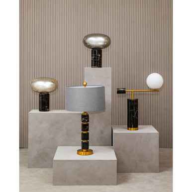 Marmo Black Marble Table Lamp With Glass Shade