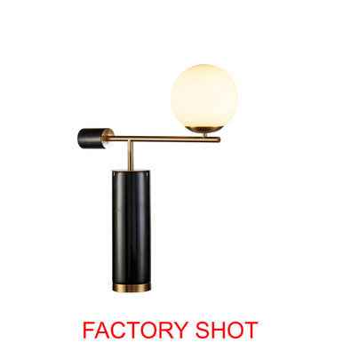 Marmo Black Marble Table Lamp With White Shade