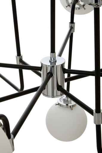 Abira Black And Chrome 16 Arm Pendant Light