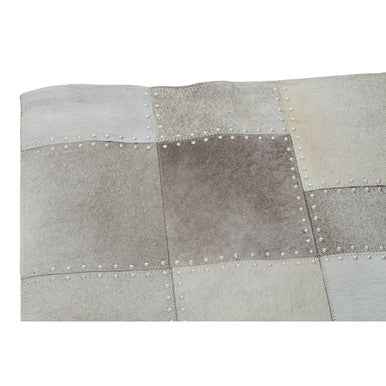 Bosie Safira Small Grey Hair on Leather Patchwork Rug