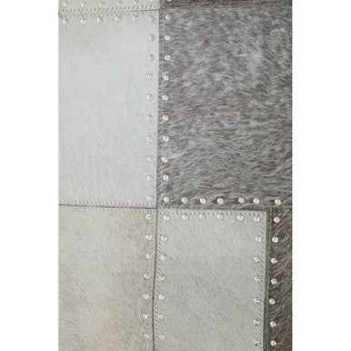 Bosie Safira Small Grey Hair on Leather Patchwork Rug