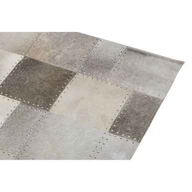 Bosie Safira Small Grey Hair on Leather Patchwork Rug