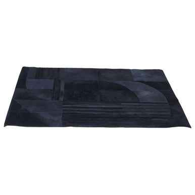 Bosie Safira Small Black And Grey Deco Print Leather Rug
