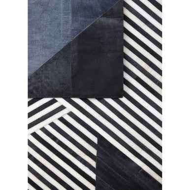 Bosie Safira Small Black And Grey Deco Print Leather Rug